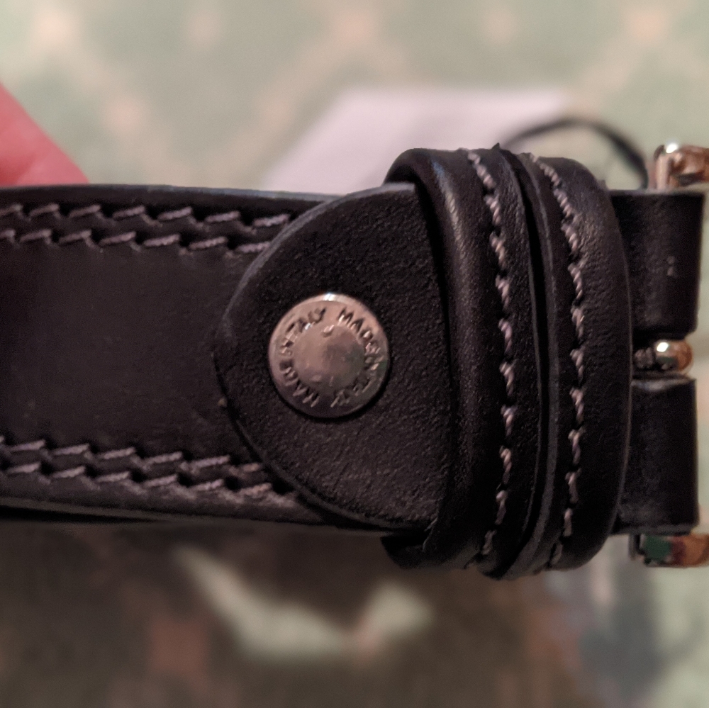 Arturo Vannini leather belt size XXL Black with grey stiching. - Picture 3 of 3